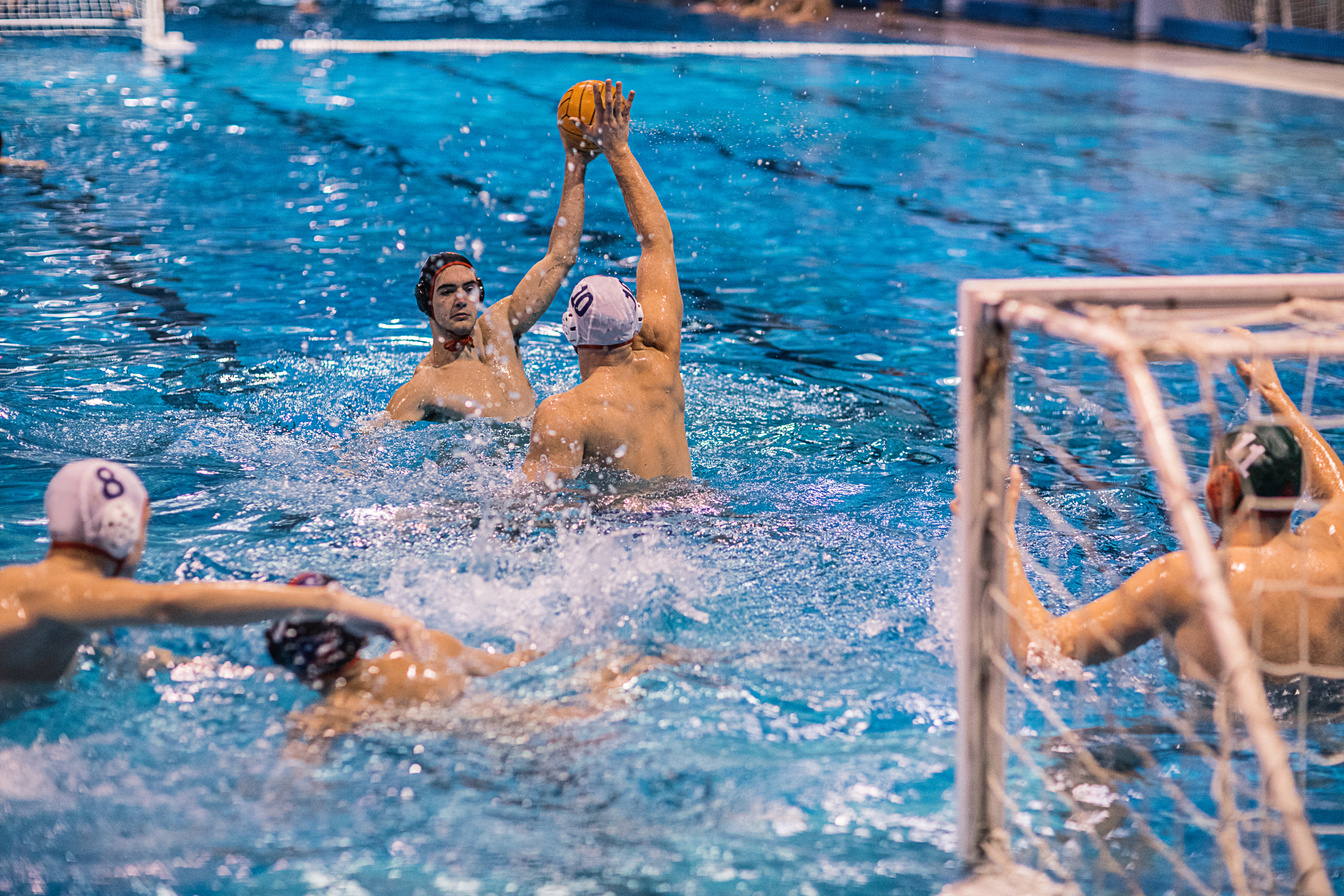 Young men playing water polo