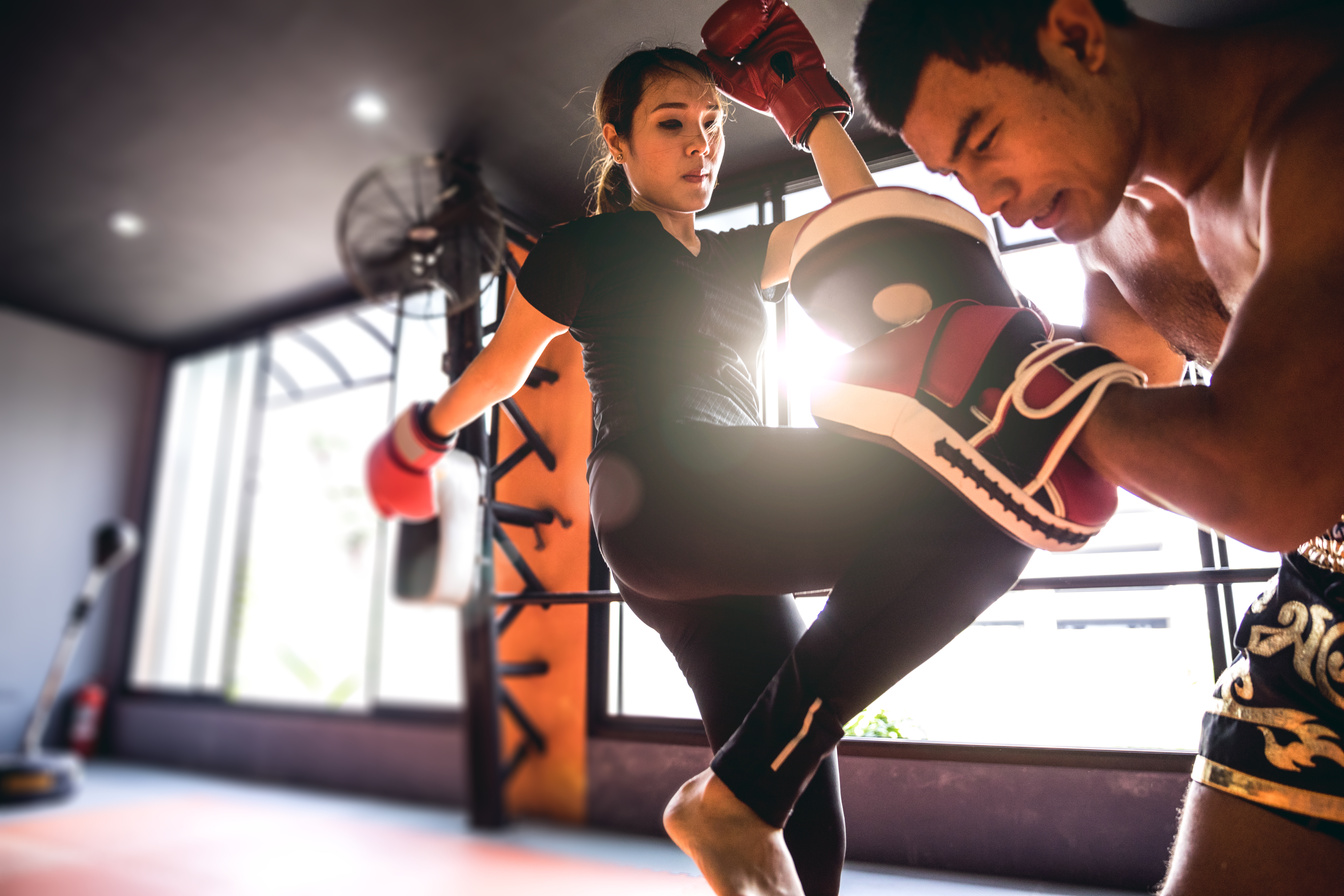 Muay Thai workout - Motivational training at the gym facility